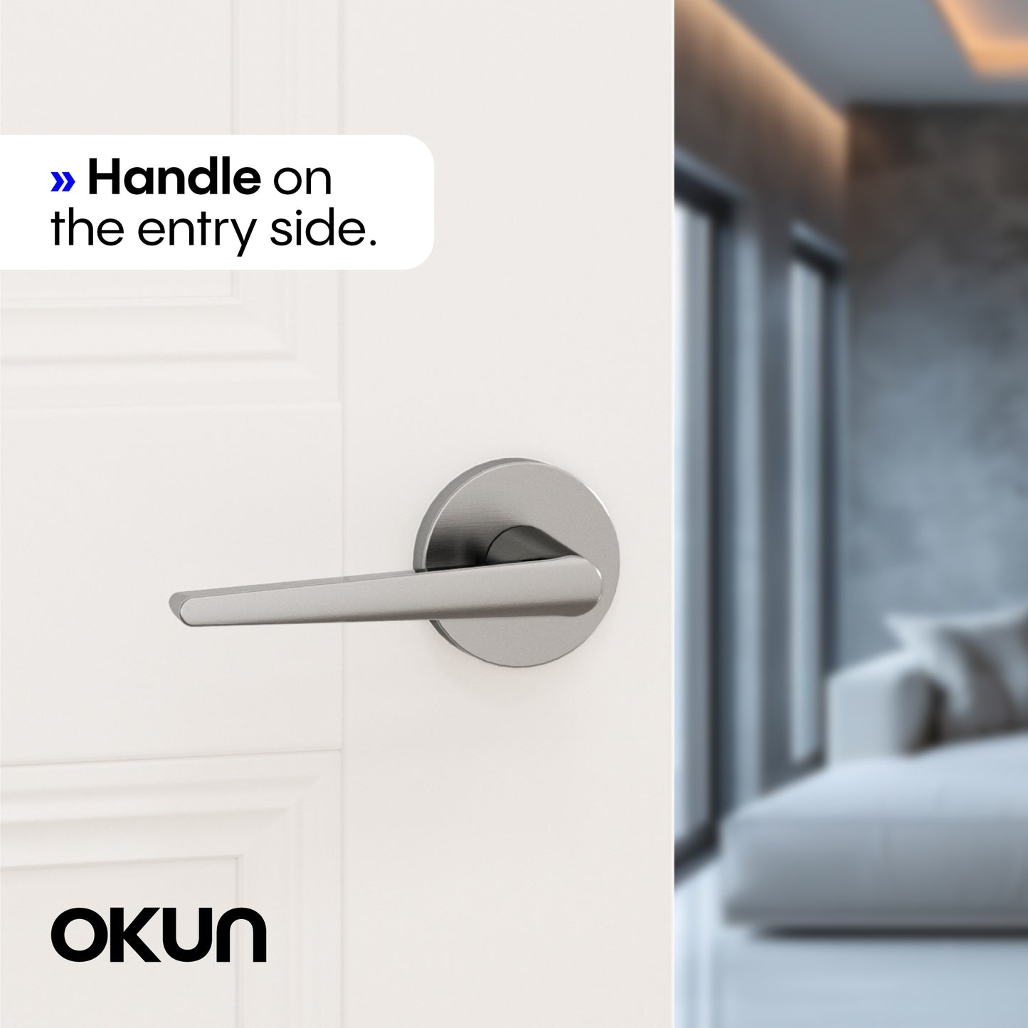 
              
                Okun Halo Passage Door Handle in brushed nickel finish
              
            