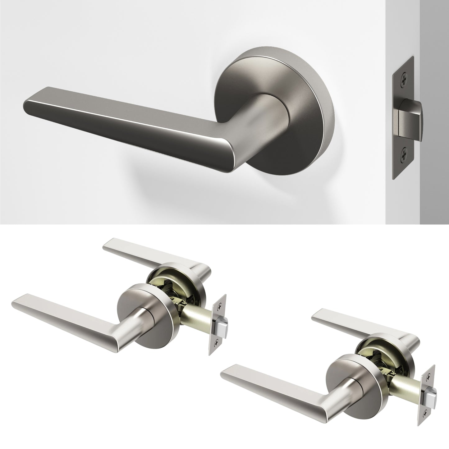 
              
                Okun Halo Passage Door Handle in brushed nickel finish
              
            