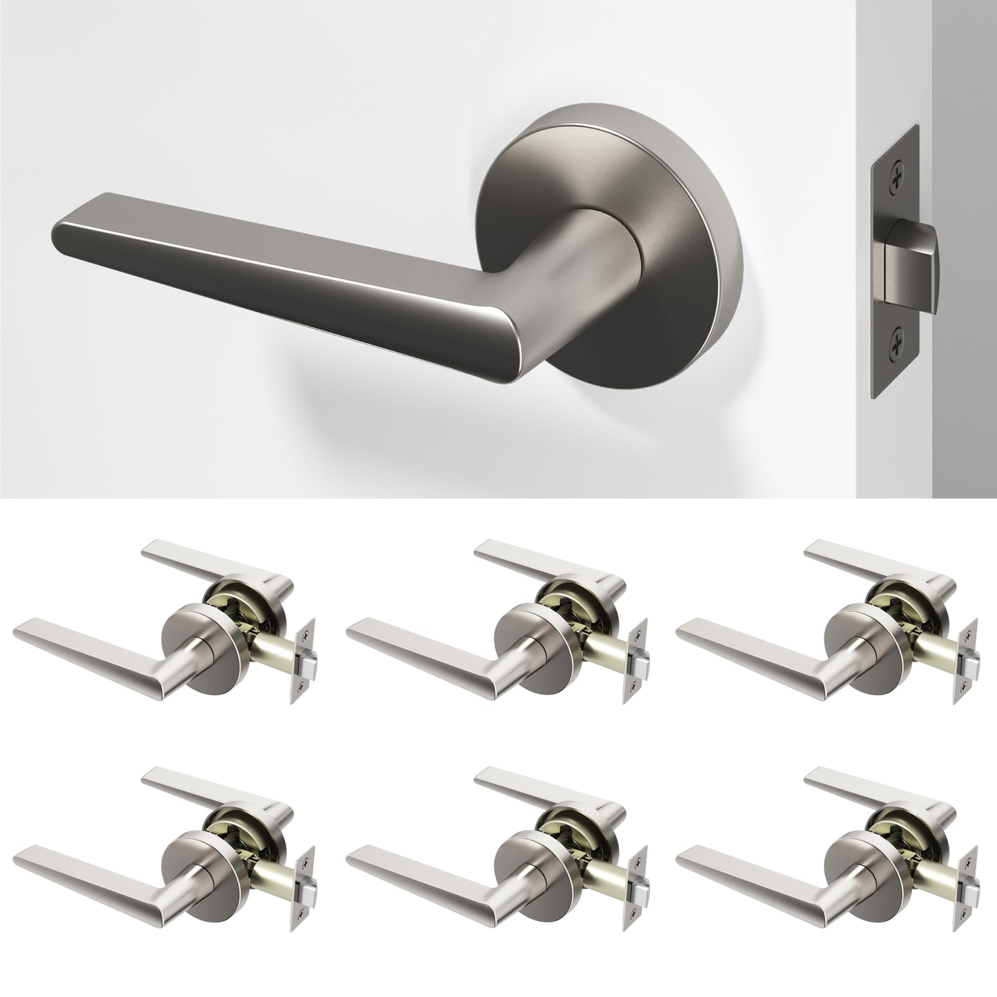 
              
                Okun Halo Passage Door Handle in brushed nickel finish
              
            