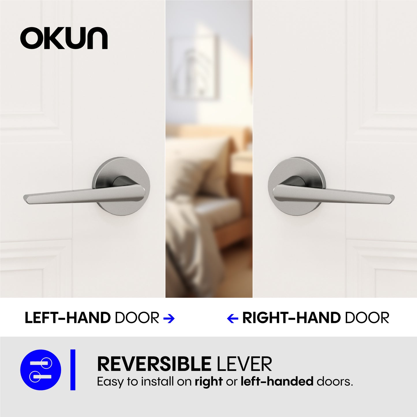 
              
                Okun Halo Passage Door Handle in brushed nickel finish
              
            