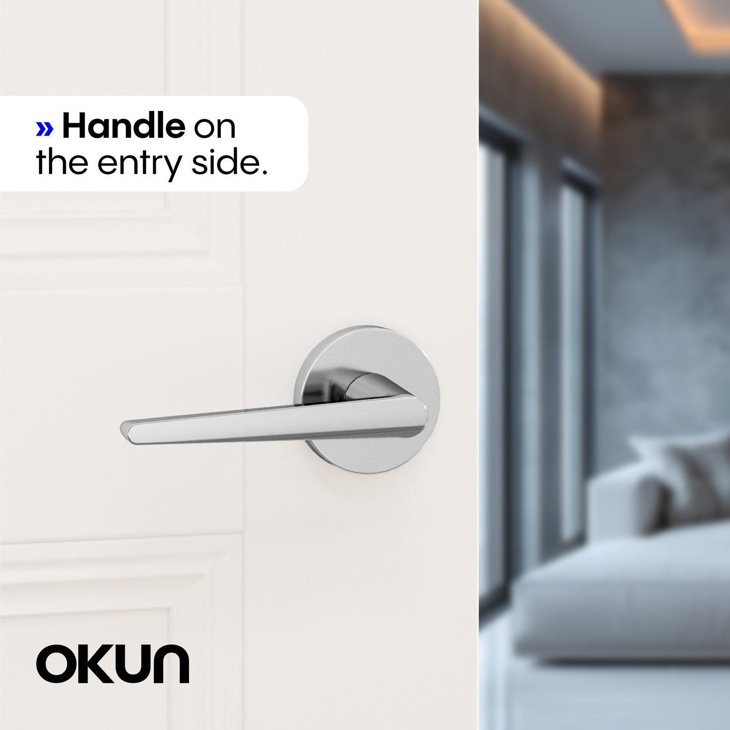 
              
                Okun Halo Passage Door Handle, polished chrome interior lever set
              
            