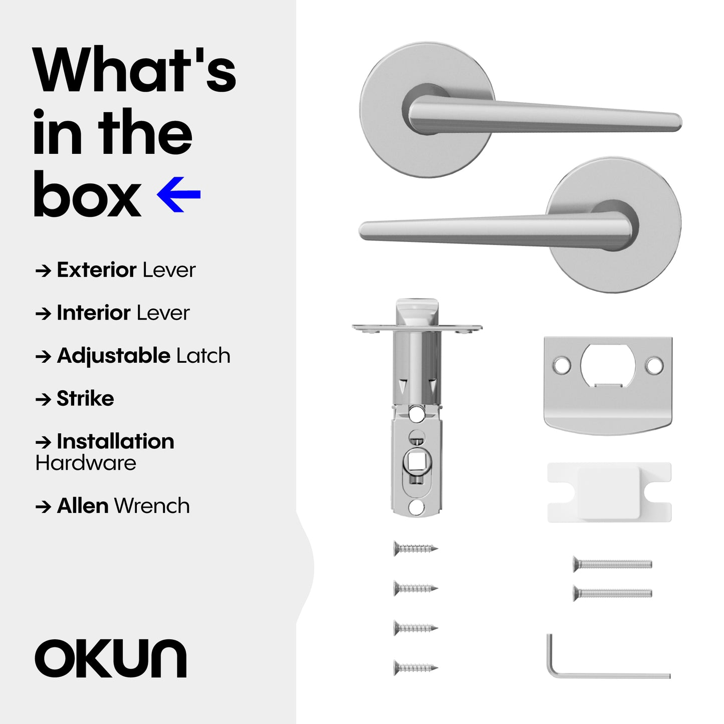 
              
                Okun Halo passage door handle in polished chrome finish
              
            