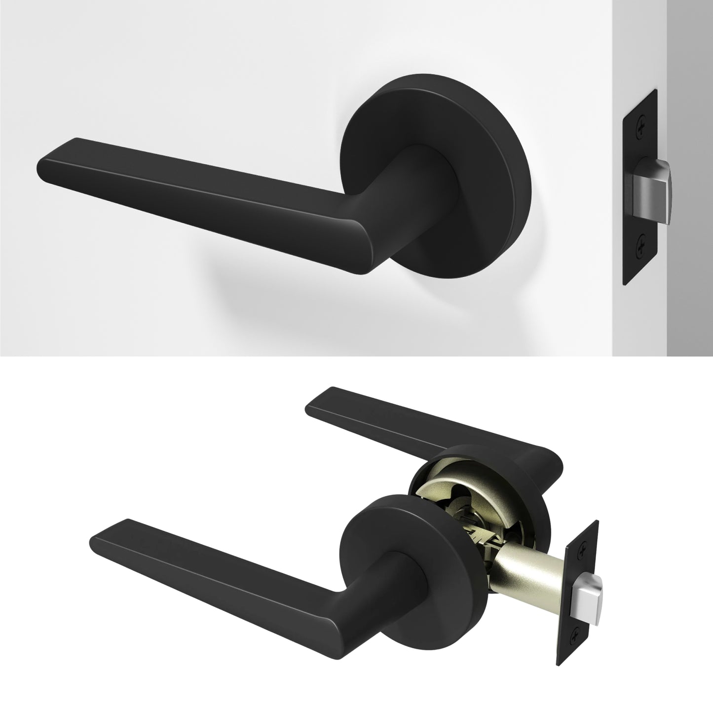 
              
                Okun Halo Passage Door Handle in matte black finish
              
            