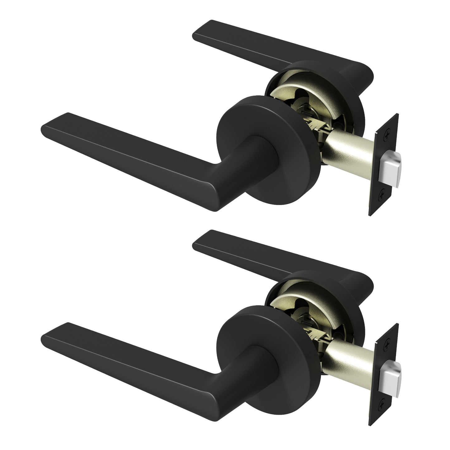 
              
                Okun Halo passage door handle in matte black finish
              
            