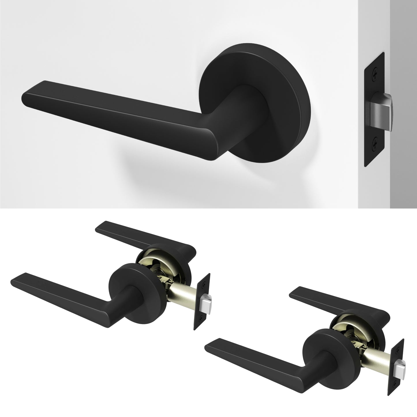 
              
                Okun Halo Passage Door Handle in matte black finish
              
            