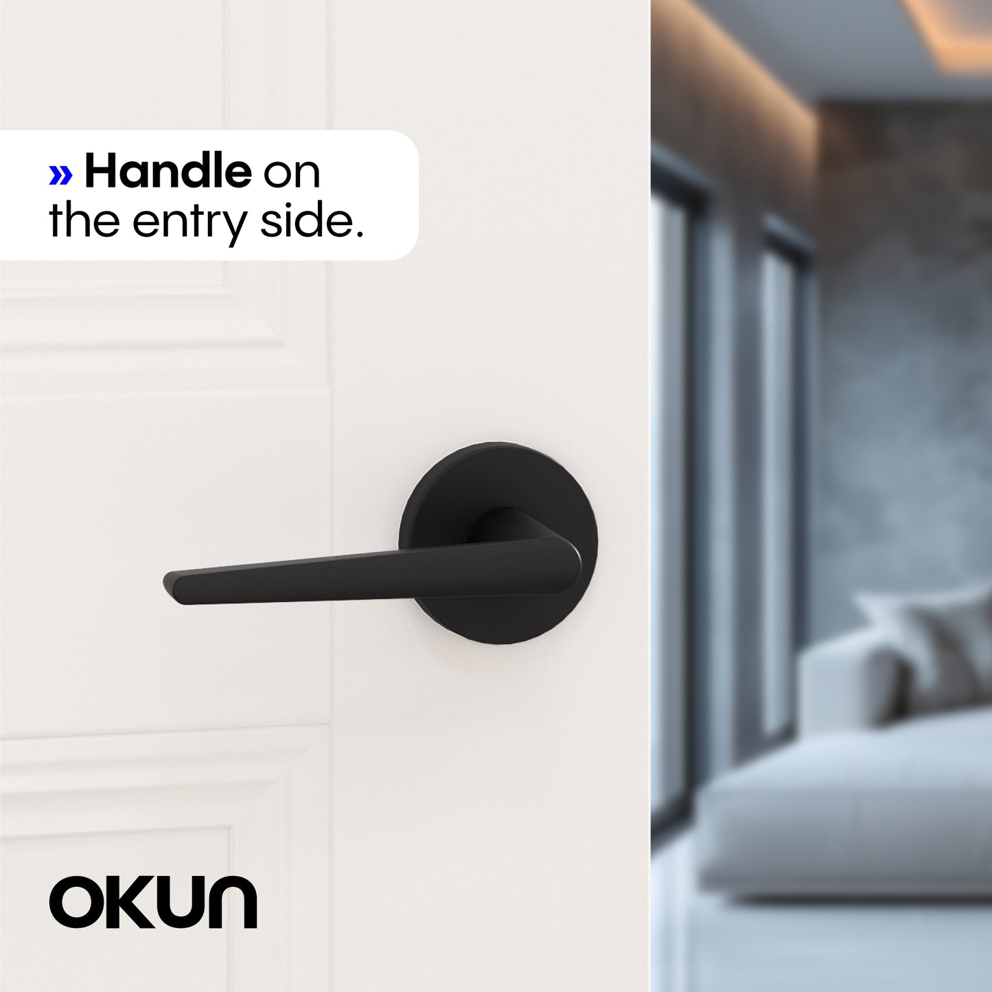 
              
                Okun Halo Passage Door Handle in matte black finish
              
            