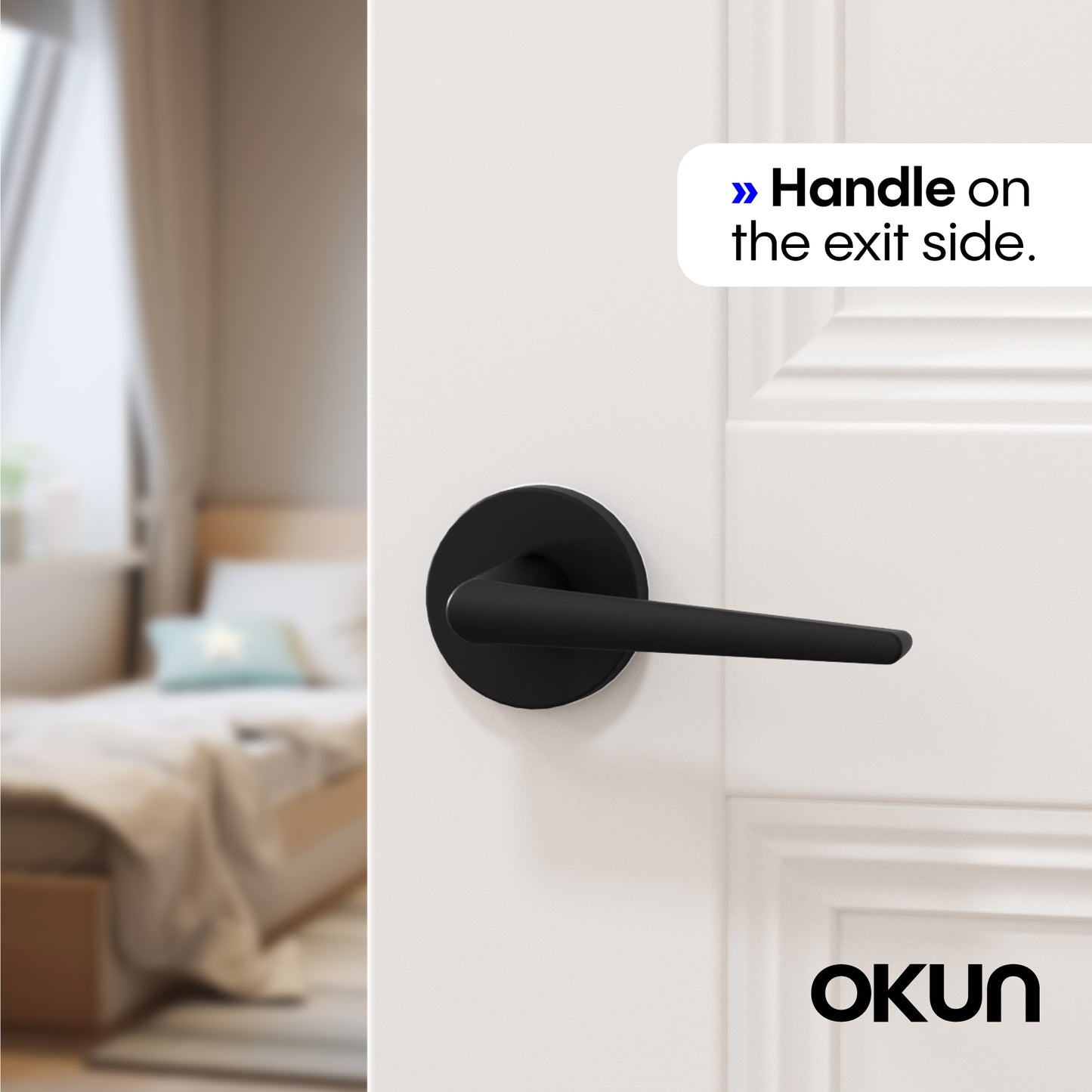 
              
                Okun Halo Passage Door Handle in matte black finish
              
            