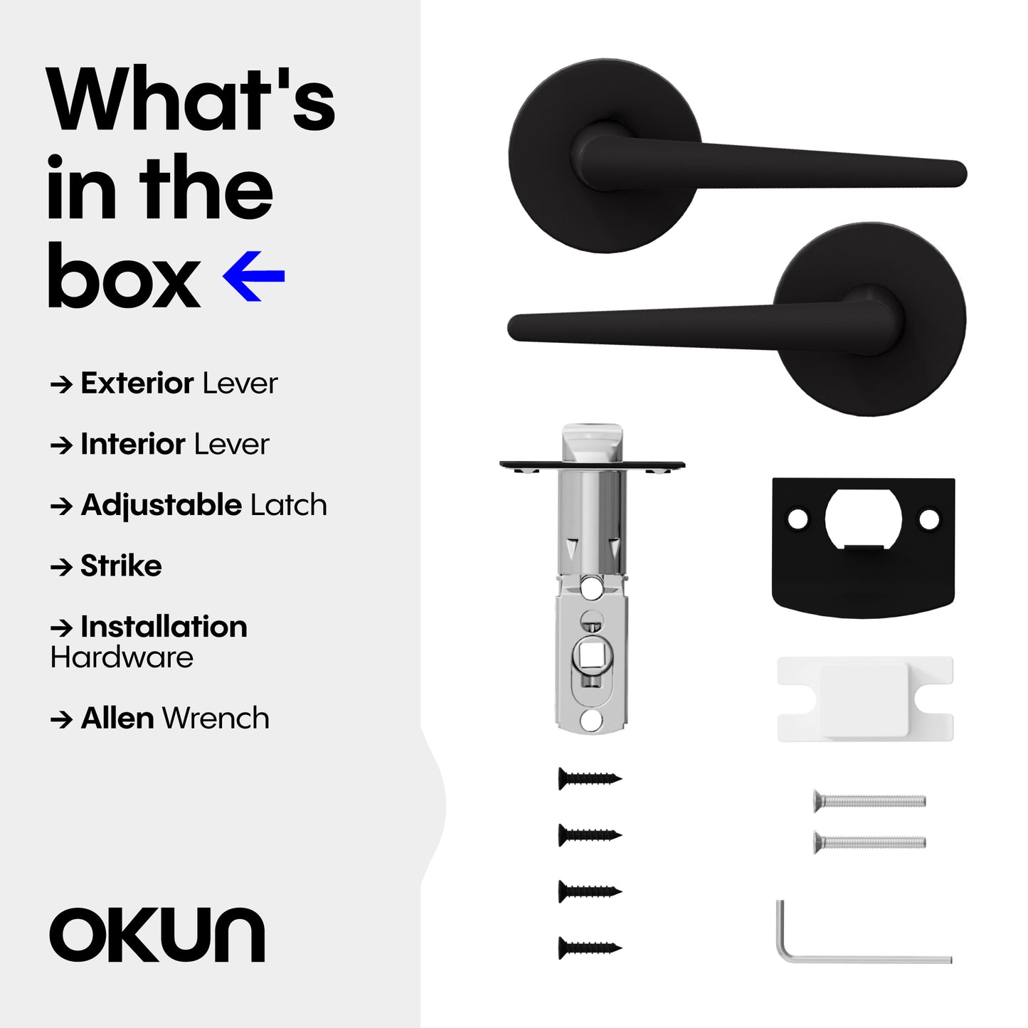 
              
                Okun Halo passage door handle in matte black finish
              
            