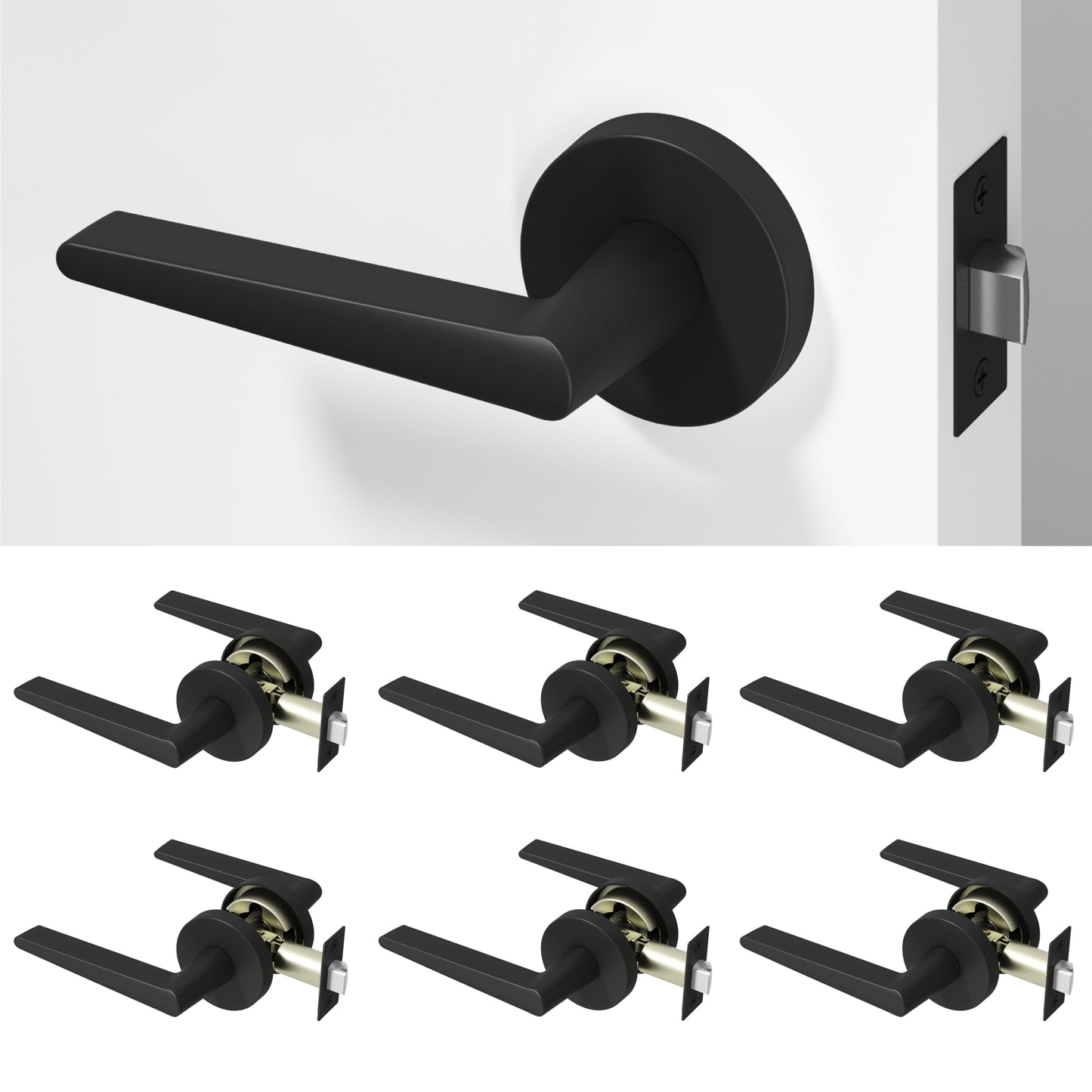 
              
                Okun Halo Passage Door Handle in matte black finish
              
            