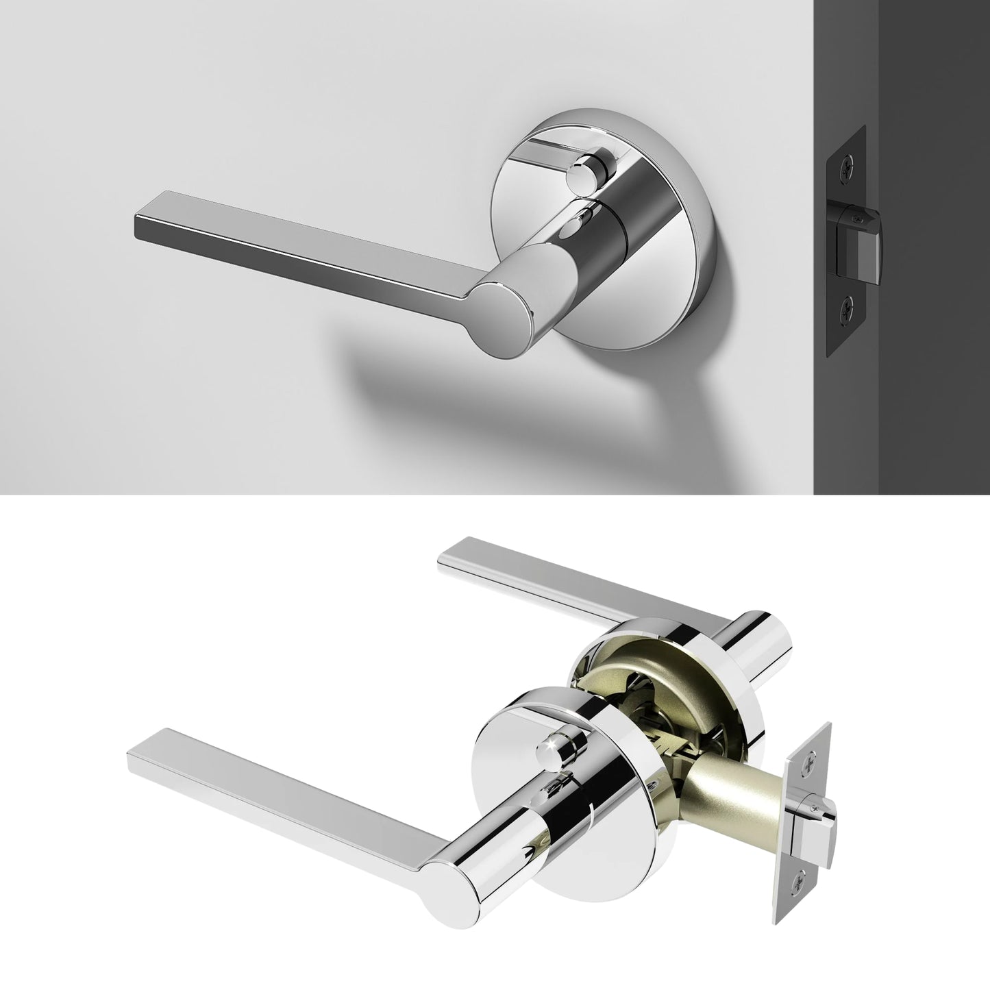 Okun Muse Privacy Door Handle in polished chrome finish