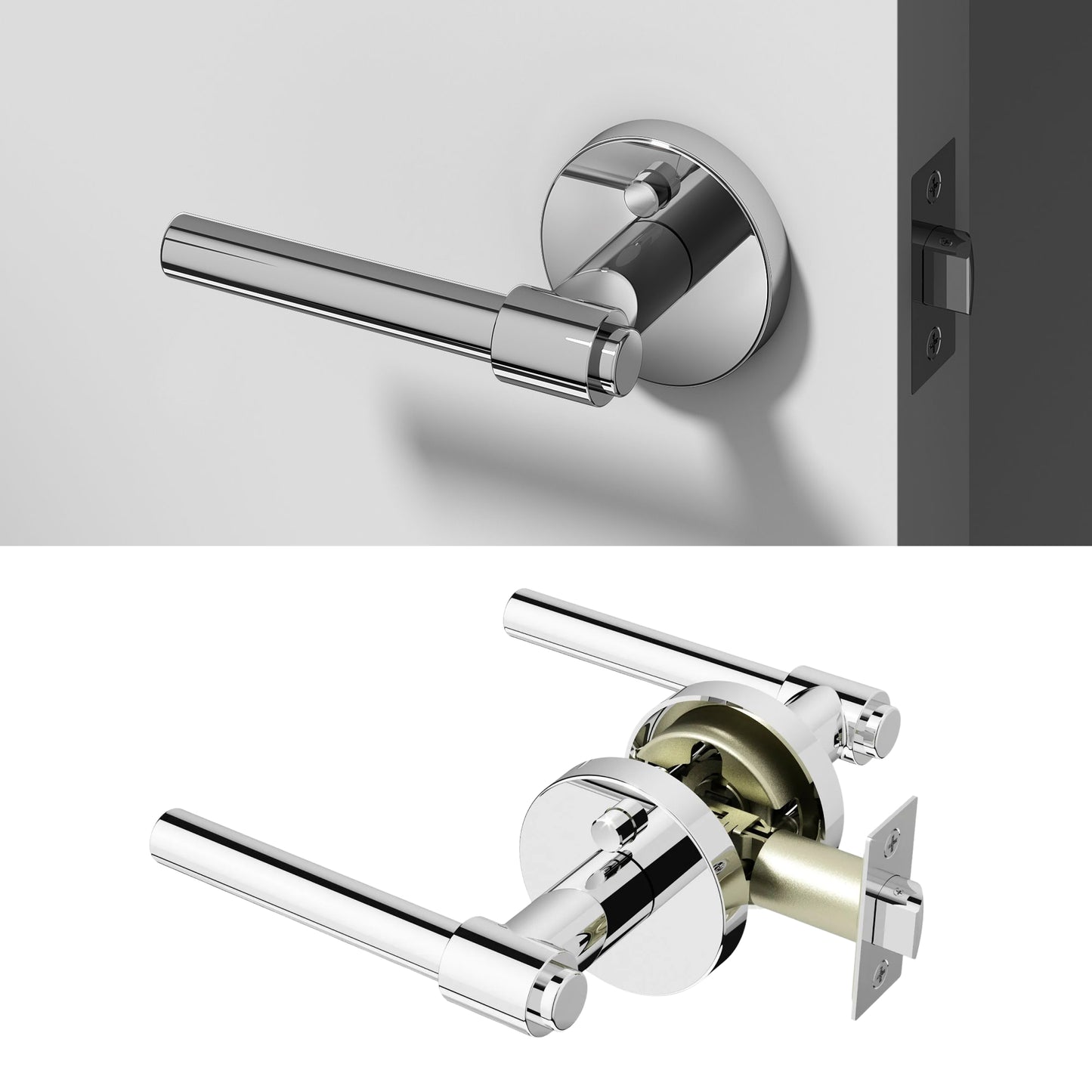 Okun Zen Privacy Door Handle in polished chrome finish