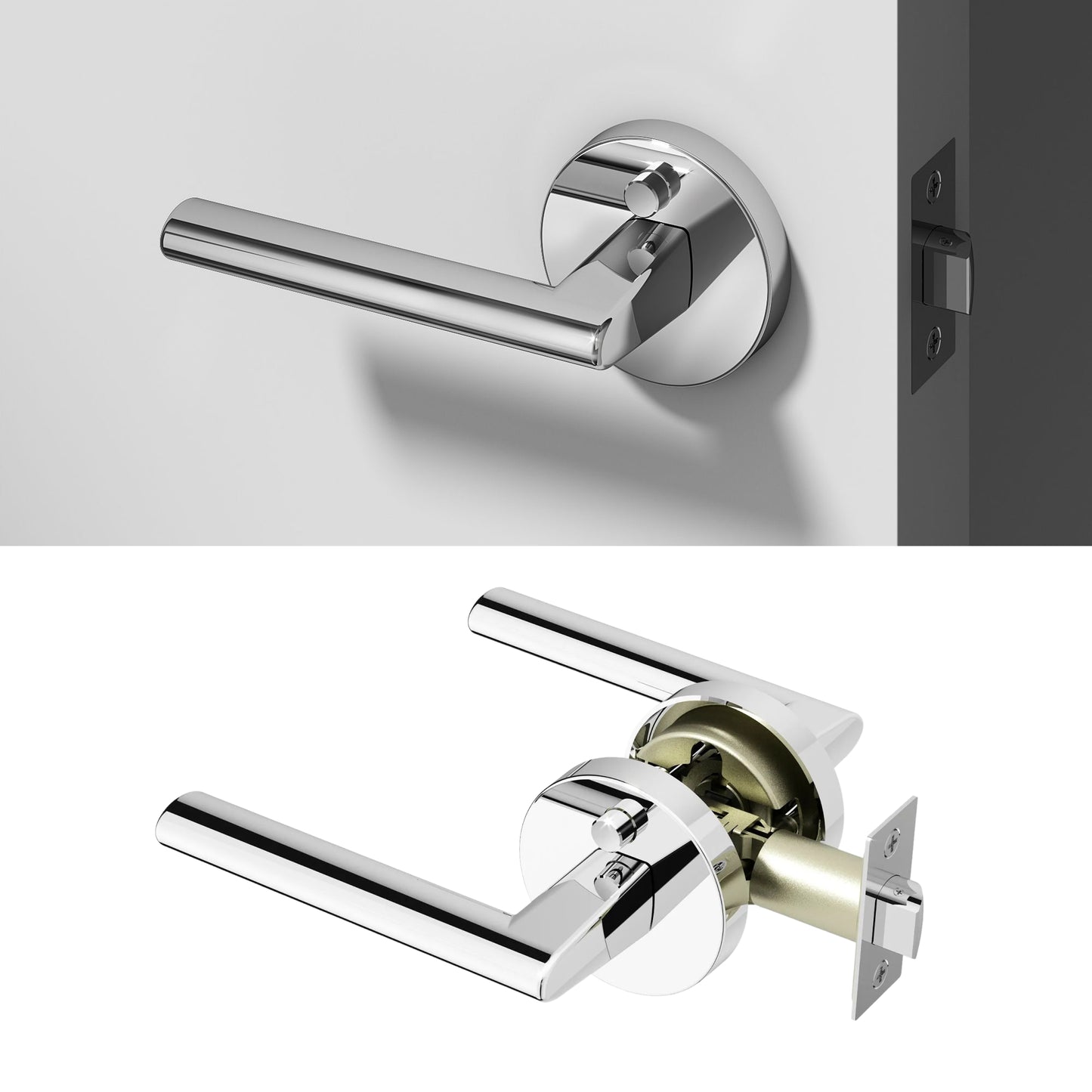 Okun Brio privacy door handle in polished chrome finish