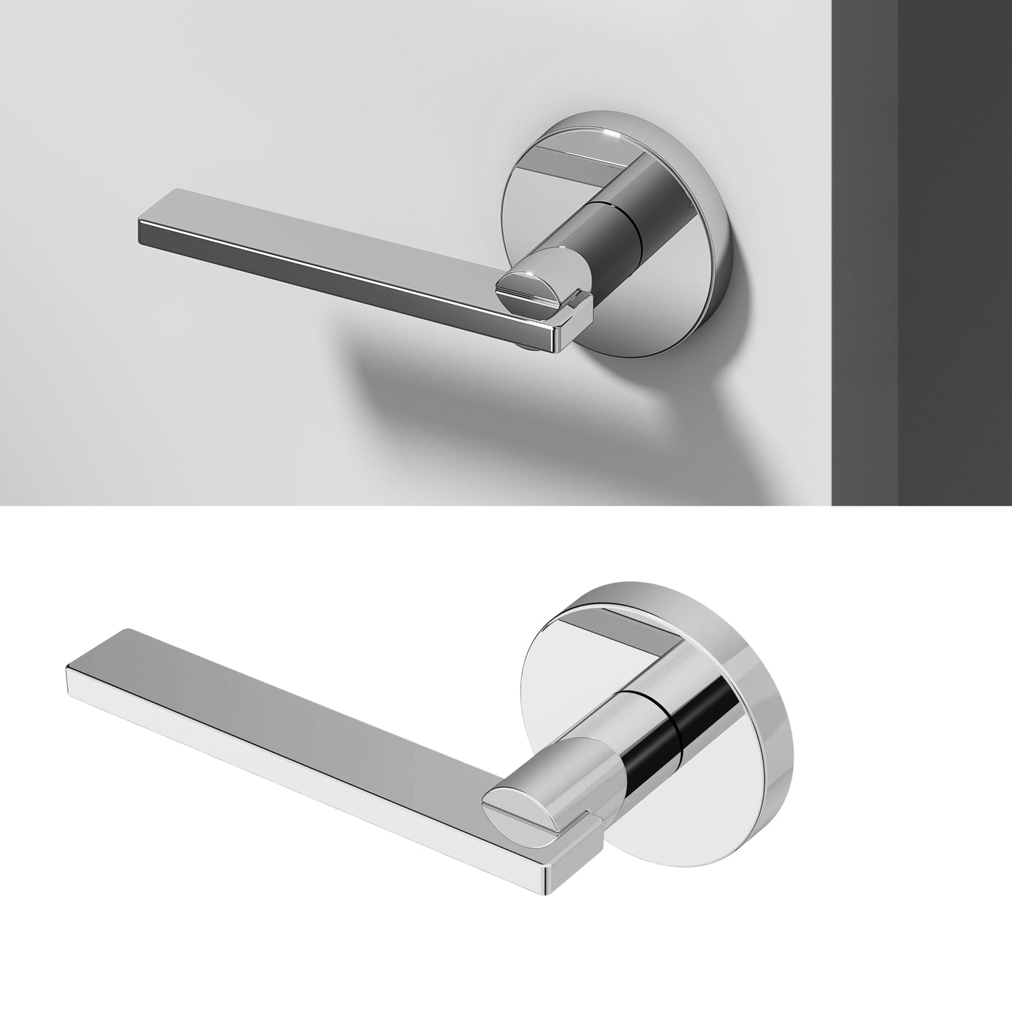 Okun Valli dummy door handle in polished chrome finish