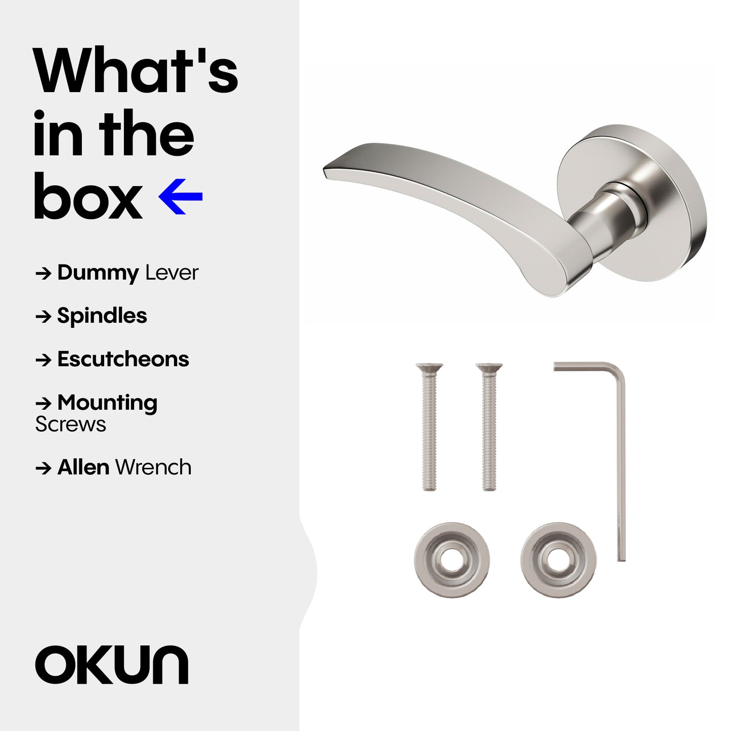 
              
                Okun Brook dummy door handle in brushed nickel finish
              
            