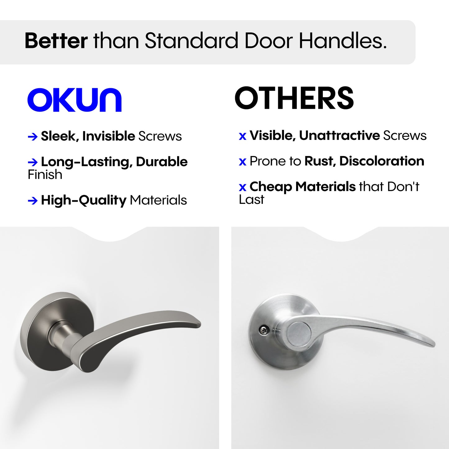 
              
                Okun Brook dummy door handle in brushed nickel finish
              
            