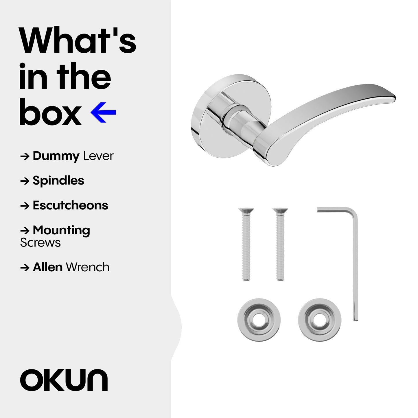 
              
                Okun Brook dummy door handle in polished chrome finish
              
            