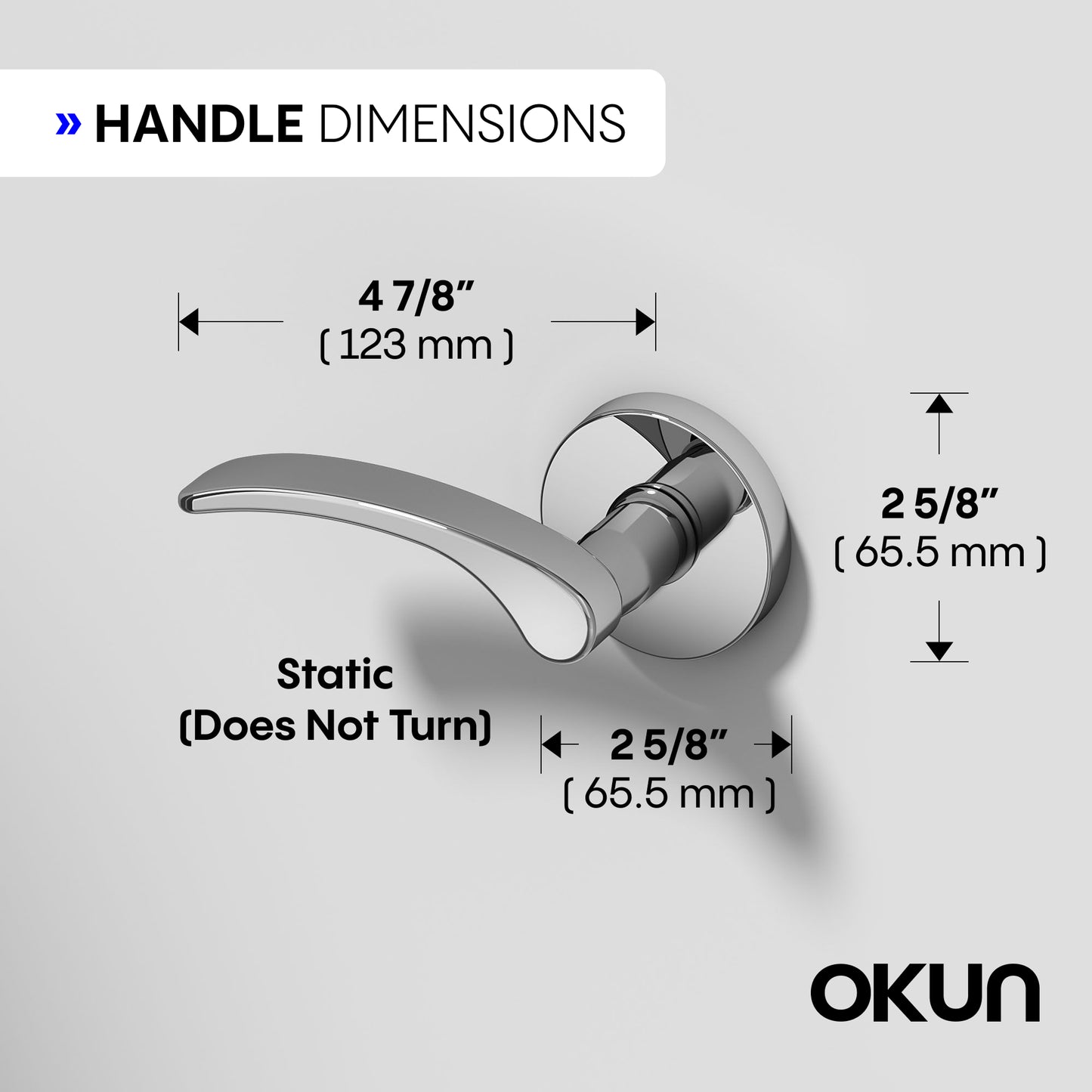 
              
                Okun Brook dummy door handle in polished chrome finish
              
            