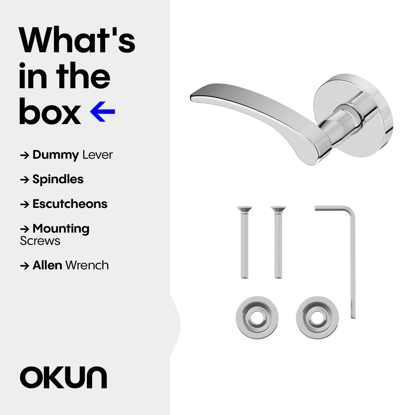 
              
                Okun Brook dummy door handle in polished chrome finish
              
            