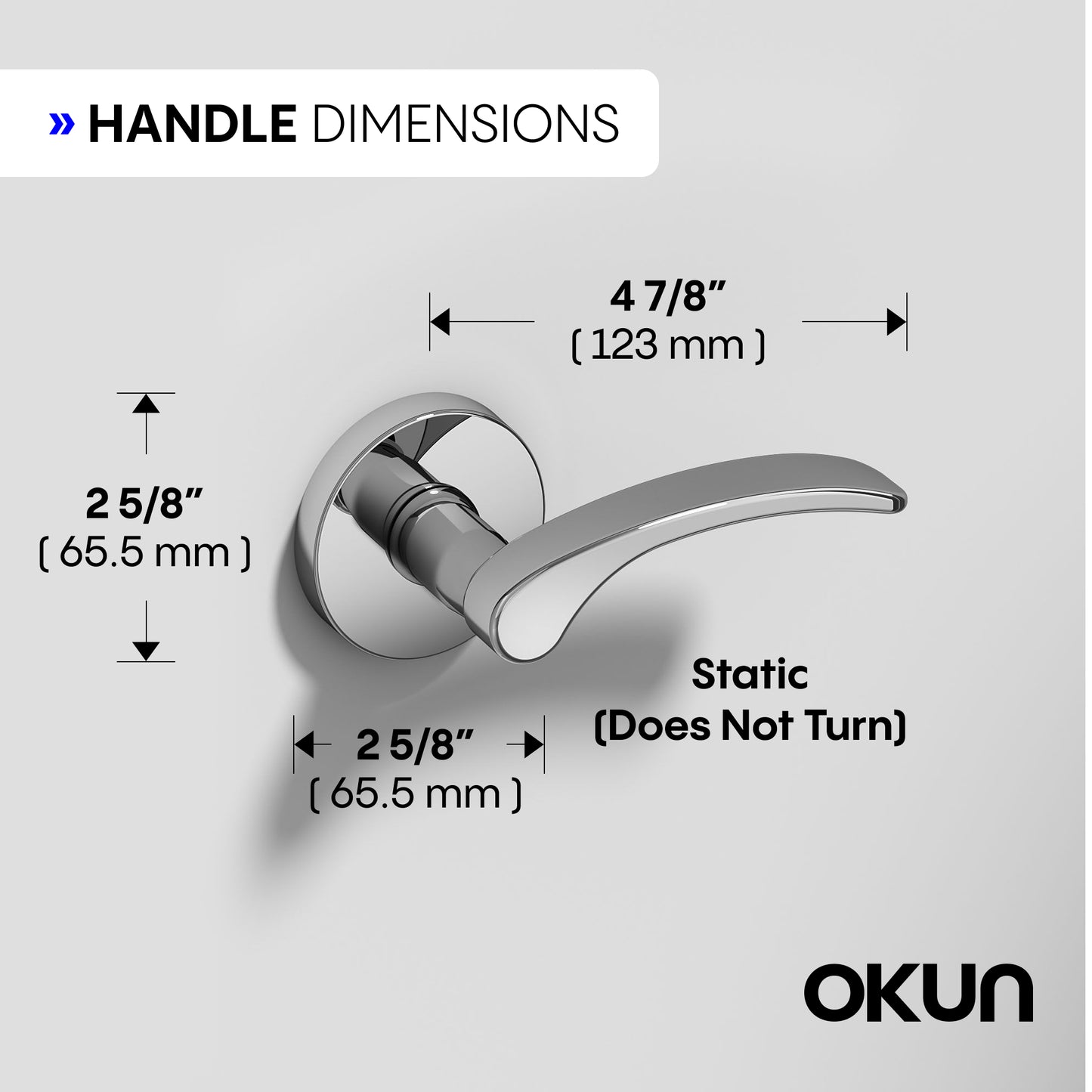 
              
                Okun Brook dummy door handle in polished chrome finish
              
            