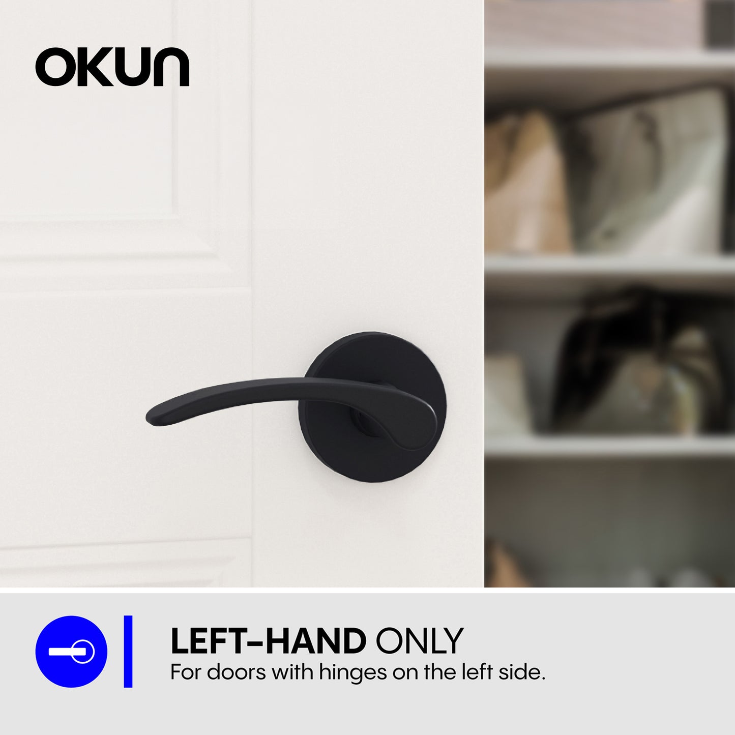 
              
                Okun Brook dummy door handle in matte black finish
              
            