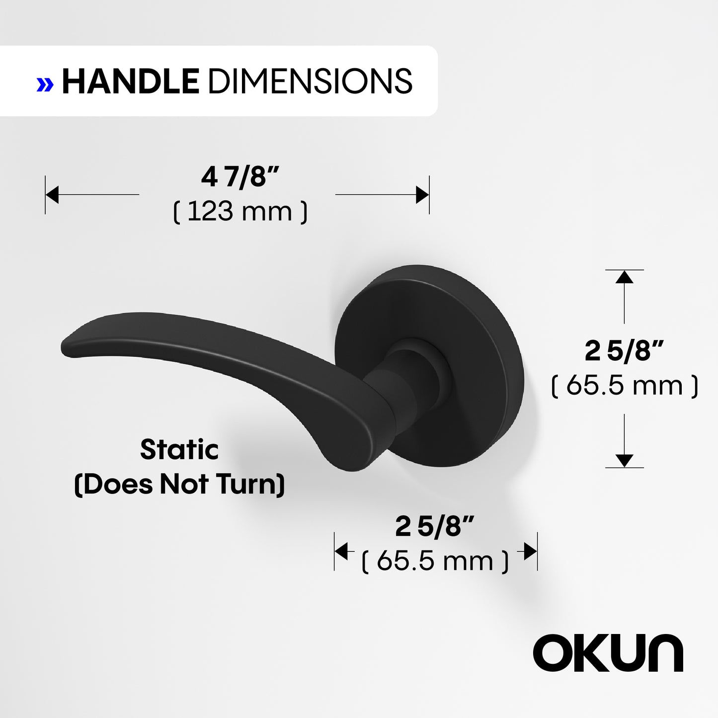 
              
                Okun Brook dummy door handle in matte black finish
              
            