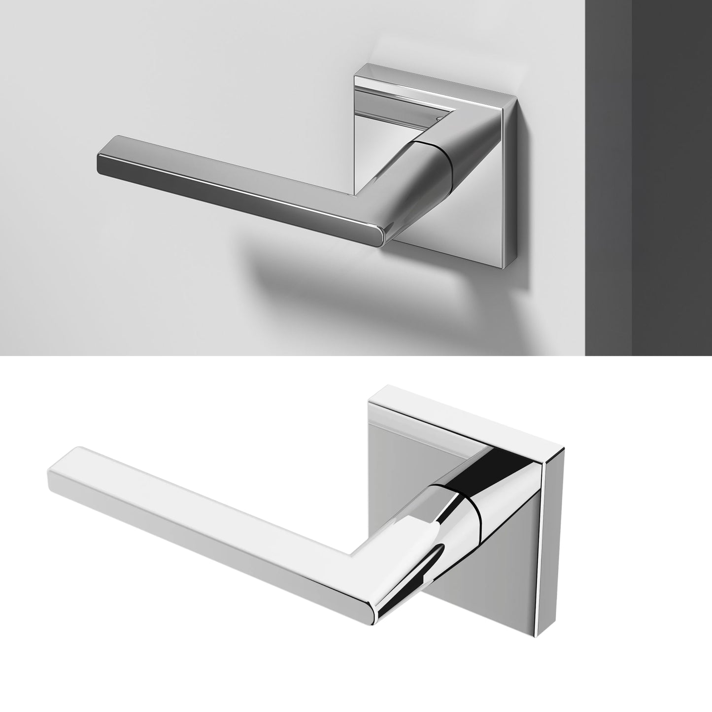 Okun Quadra dummy door handle in polished chrome finish