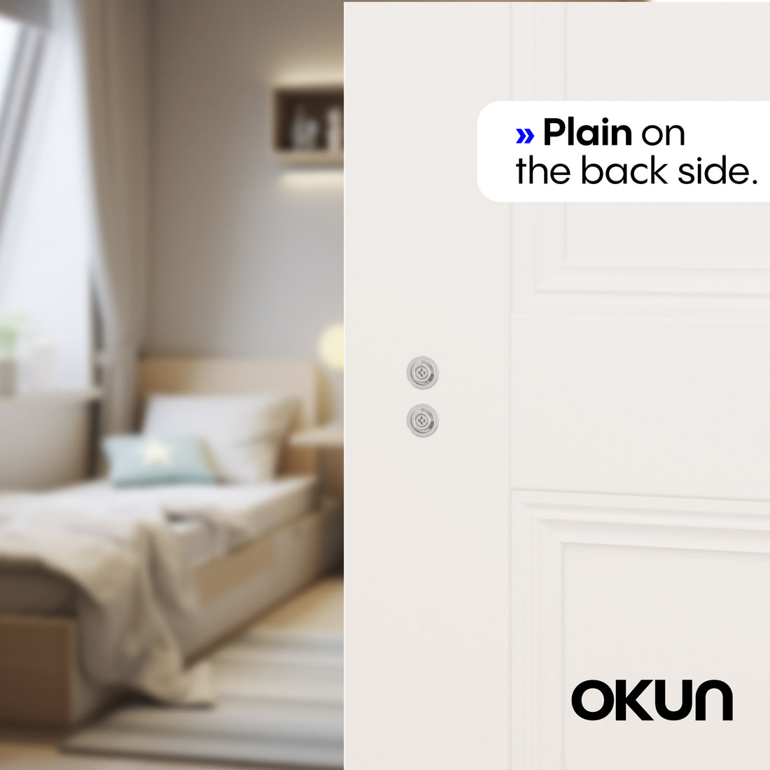 OKUN Quadra lever handle with a square backplate, shown in chrome