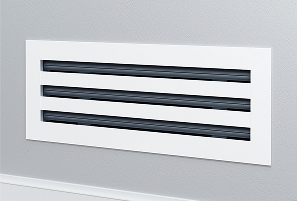 OKUN linear slot diffuser vent grille in matte white powder-coated aluminium