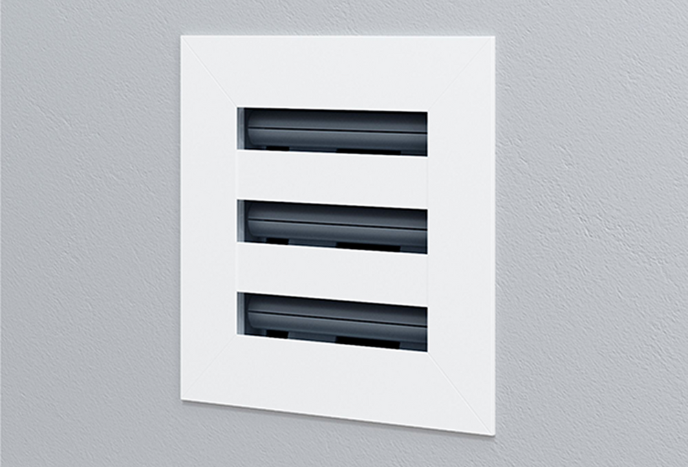 OKUN square vent grille in matte white powder-coated aluminium